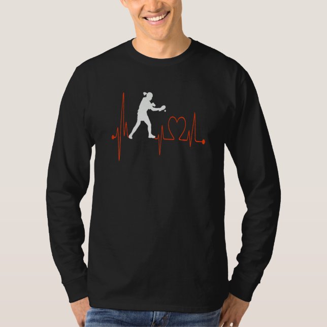 T-shirt Table Tennis Player Heartbeat EKG Pulse Line Ping  (Devant)