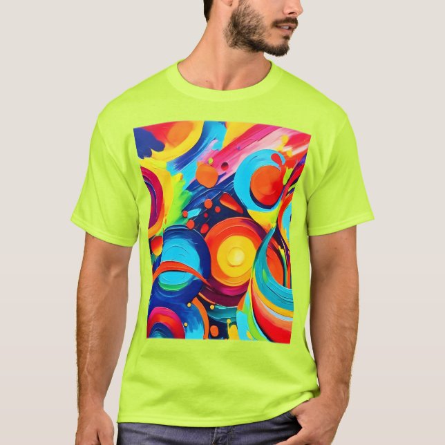 T-shirt Tableau Cosmique Coloré Chaos (Devant)