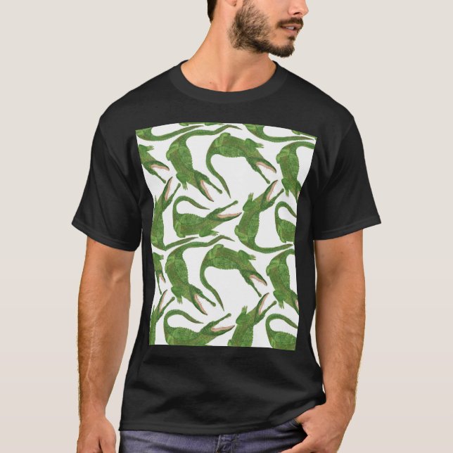 T-shirt Tableau d'aquarelle blanc crocodile (Devant)
