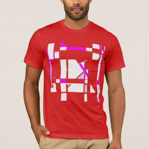 T-shirt Tableau de jeu blanc Magenta Conception géométriqu