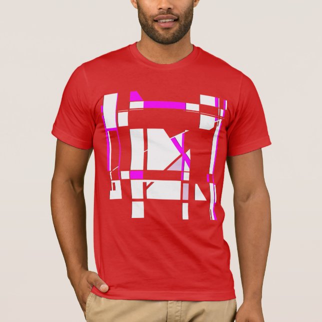 T-shirt Tableau de jeu blanc Magenta Conception géométriqu (Devant)