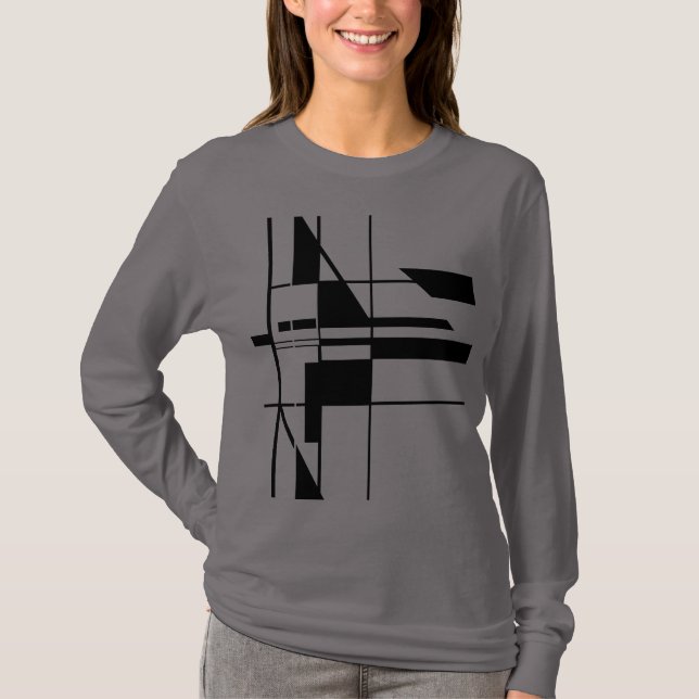 T-shirt Tableau de jeu géométrique noir MCM apparence Art  (Devant)