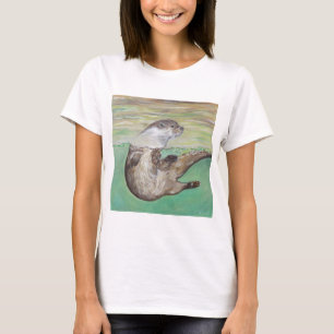 T-shirt Tableau de la loutre de rivière joueuse