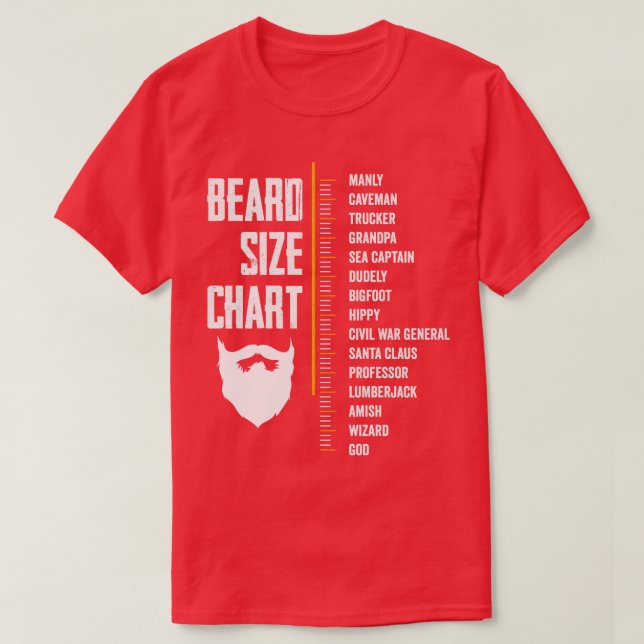 T-shirt Tableau de mesure de la barbe Longueur de la barbe (Design devant)