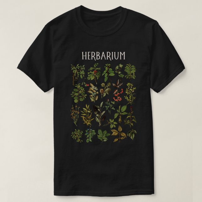 T-shirt Tableau de plantes vertes d'herbier vintage  (Design devant)