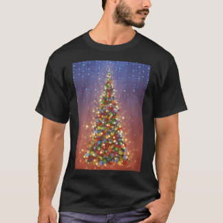 T-shirt Tableau Des Arbres De Noël Rouge Et Vert
