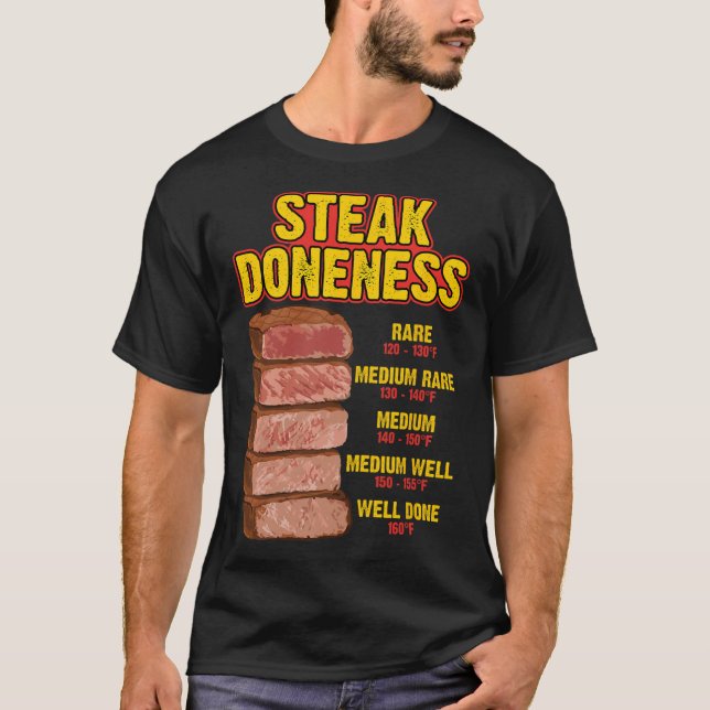 T-shirt Tableau Guide De Cuisson Des Steaks BBQ Viande Che (Devant)