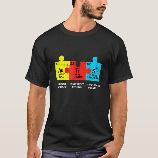 T-shirt Tableau périodique des éléments de l'autisme Sensi (Devant)