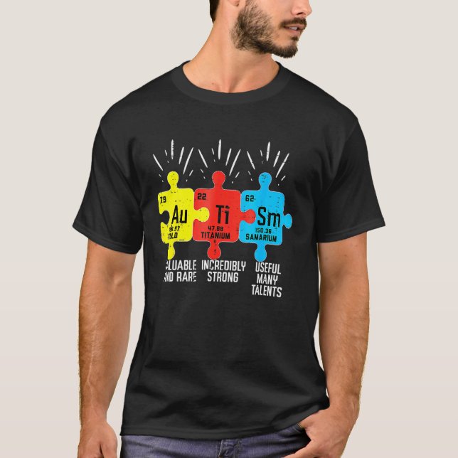 T-shirt Tableau périodique des éléments de l'autisme Sensi (Devant)