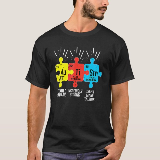T-shirt Tableau périodique des éléments de l'autisme Sensi (Devant)