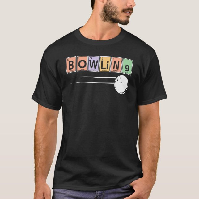 T-shirt Tableau Périodique Des Éléments Joueur De Bowling  (Devant)