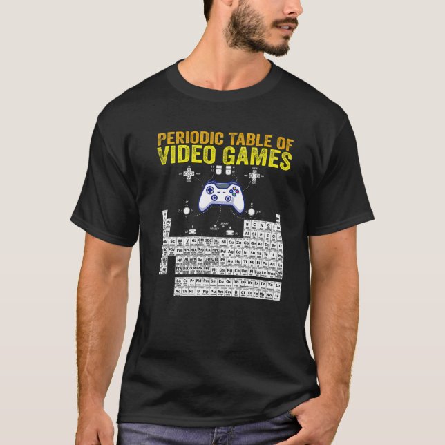 T-shirt Tableau Périodique Des Jeux Vidéo Cool Gamers Elém (Devant)