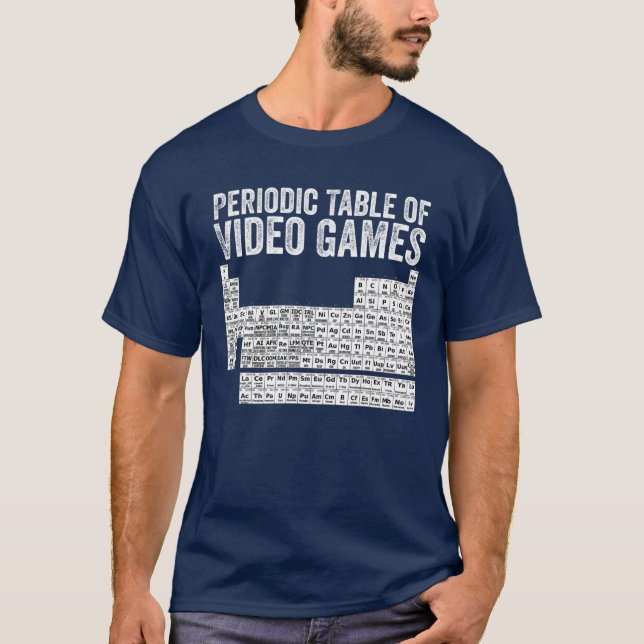 T-shirt Tableau Périodique Des Jeux Vidéo Cool Gamers Elém (Devant)