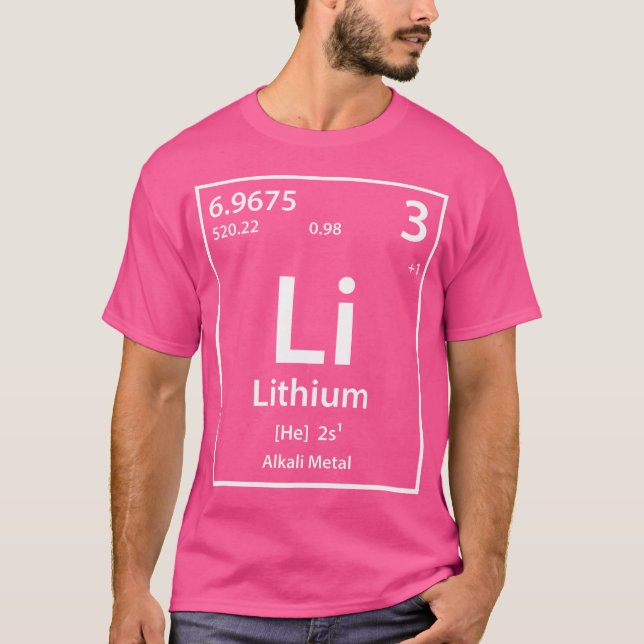 T-shirt Tableau Périodique Lithium Des Éléments (Devant)
