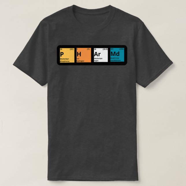 T-shirt Tableau périodique PharmD (Design devant)