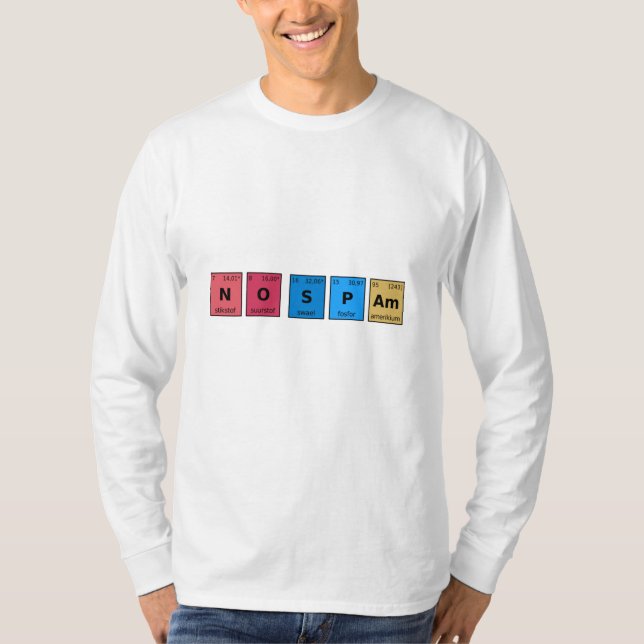 T-shirt Tableau périodique sans spam (Devant)
