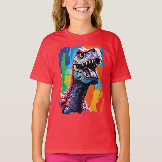 T-shirt Tableau Portrait D'Un Tyrannosaurus Rex | T-Rex (Devant)