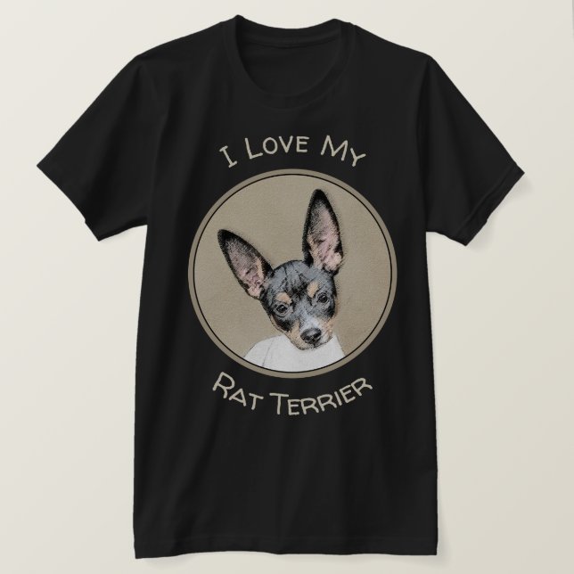 T-shirt Tableau Rat Terrier - Cute Original Chien Art (Design devant)