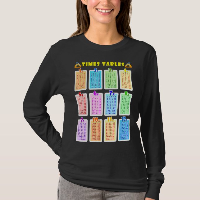 T-shirt Tableaux De Multiplication Mathématiques Apprentis (Devant)