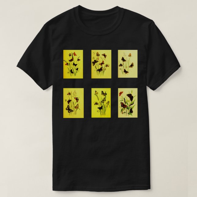 T-shirt Tableaux vintages de papillons (Design devant)