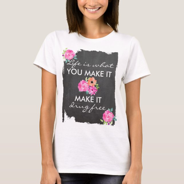 T-shirt Tablette anti-drogue florale (Devant)