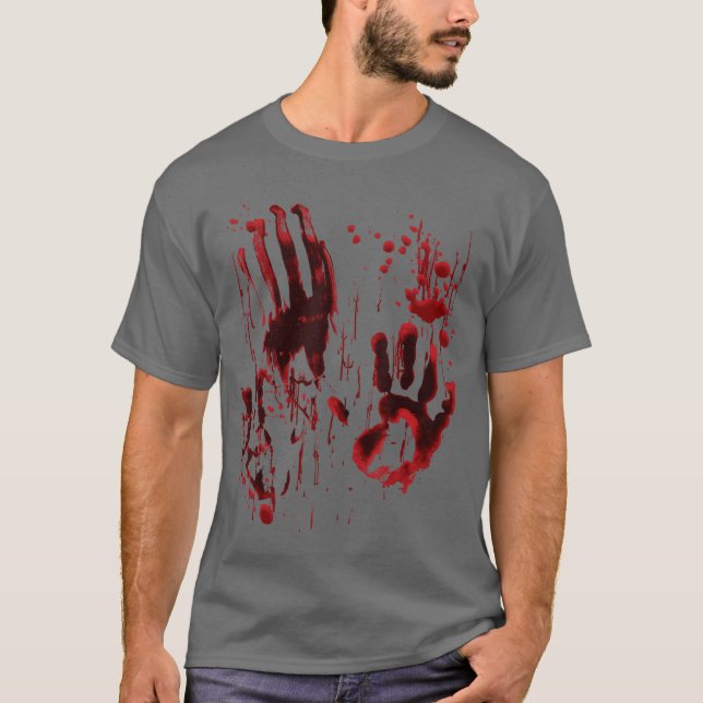 T-shirt Tache de sang éclaboussé de sang Empreinte de main (Devant)