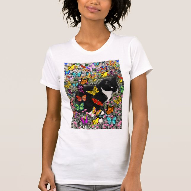 T-shirt Taches de rousseur dans les papillons - chat de (Devant)