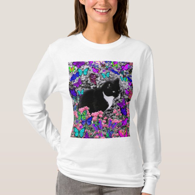 T-shirt Taches de rousseur dans les papillons II - chat de (Devant)