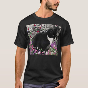 T-shirt Taches de rousseur en fleurs II - chat de smoking