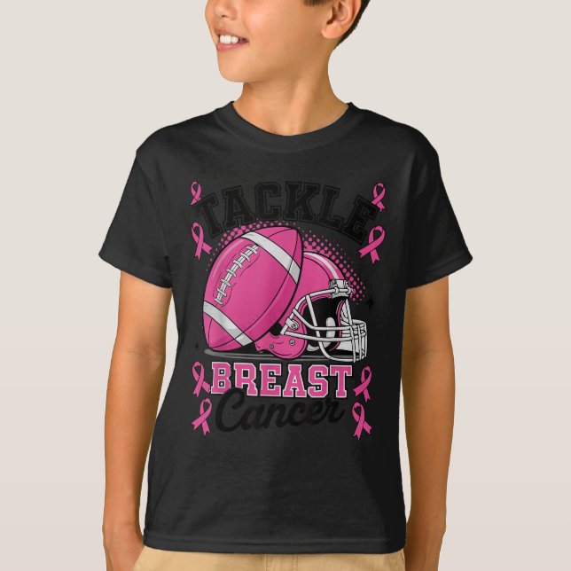 T-shirt Tackle Breast Cancer Awareness Nk Ribbon Football  (Devant)