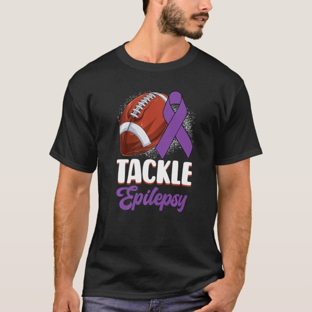 T-shirt Tackle Epilepsy Awareness Day Warrior Football Pur (Devant)