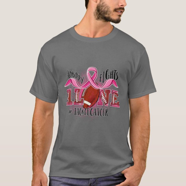 T-shirt Tackle Rose Ribbon Breast Cancer A (Devant)