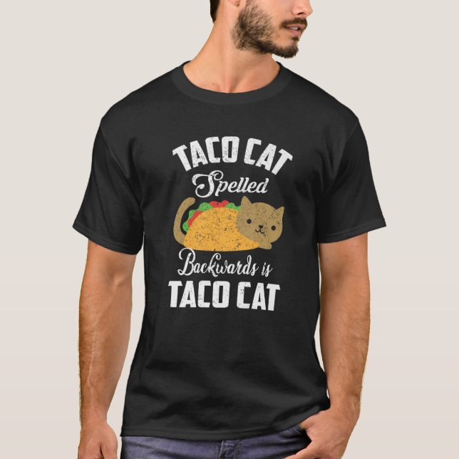 T-shirt Taco Chat Écrit À L'Arrière Est Taco Chat (Devant)