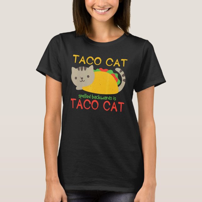 T-shirt Taco Chat Écrit À L'Arrière Est Taco Humour Chat (Devant)