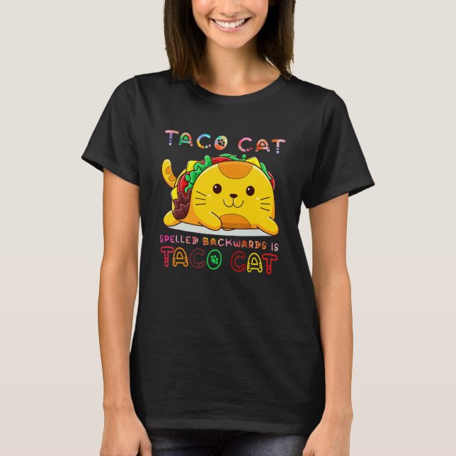 T-shirt Taco Chat Épelé à l'Envers Joyeux Jour Chat Chat (Devant)