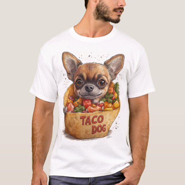 T-shirt Taco Chien - Cute Chihuahua Taco Design de dessin  (Devant)