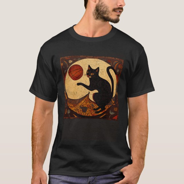 T-shirt Taco de basket-ball de chat noir (Devant)