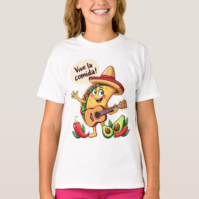 T-shirt Taco Fiesta mit Gitarre und hispanischem Flair (Devant)