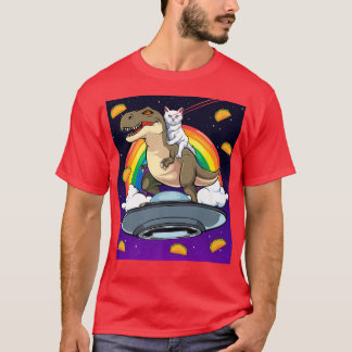 T-shirt Taco Kitty Rainbow Laser Oeil Tre Riding Space Cat