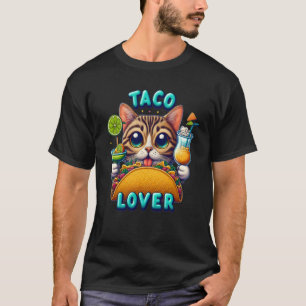 T-shirt Taco Lover Chat Avec Boisson Rafraîchissante