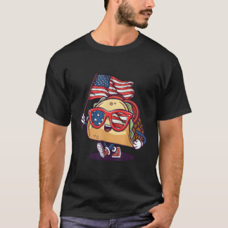 T-shirt Taco Lunettes de soleil Drapeau américain 4 juille