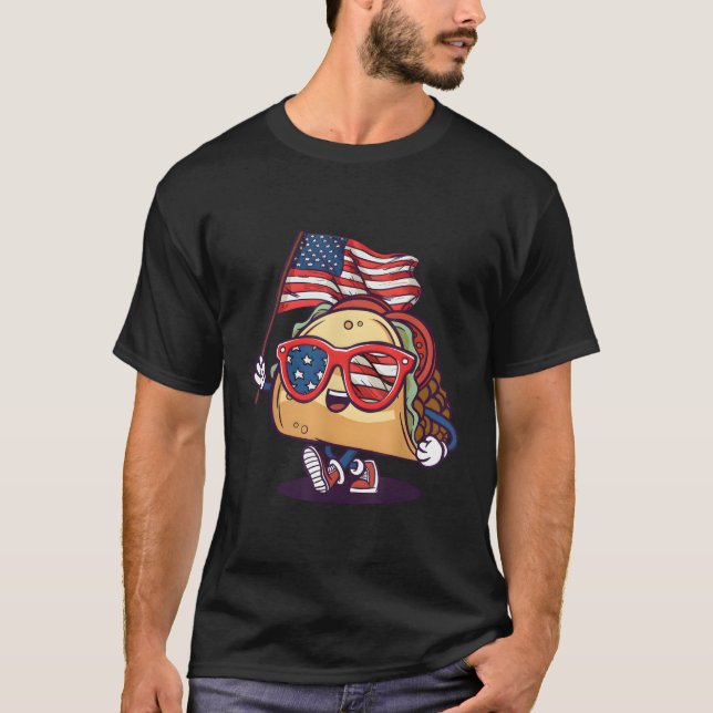 T-shirt Taco Lunettes de soleil Drapeau américain 4 juille (Devant)