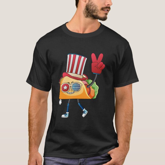 T-shirt Taco Sunglasses American Flag Usa 4Th Of July Fami (Devant)