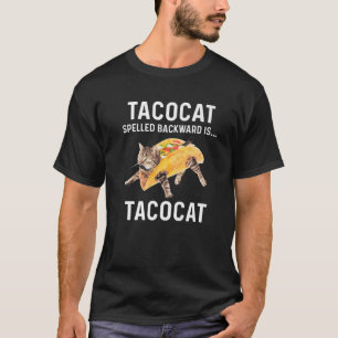 T-shirt Tacocat Écrit À L'Arrière Est Tacocat - Chat D'