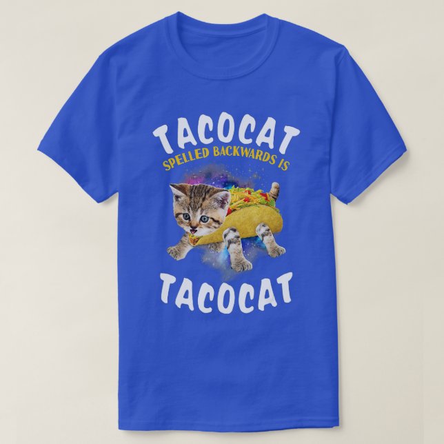T-shirt Tacocat Écrit À L'Arrière Est Tacocat Chat Et Taco (Design devant)