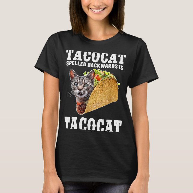 T-shirt Tacocat épelé à l'envers est Tacocat Chat Tacos (Devant)