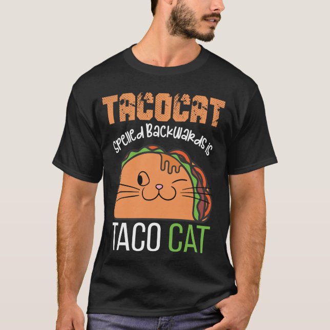 T-shirt Tacocat épelé à l'envers est Tacocat Funny Chat (Devant)