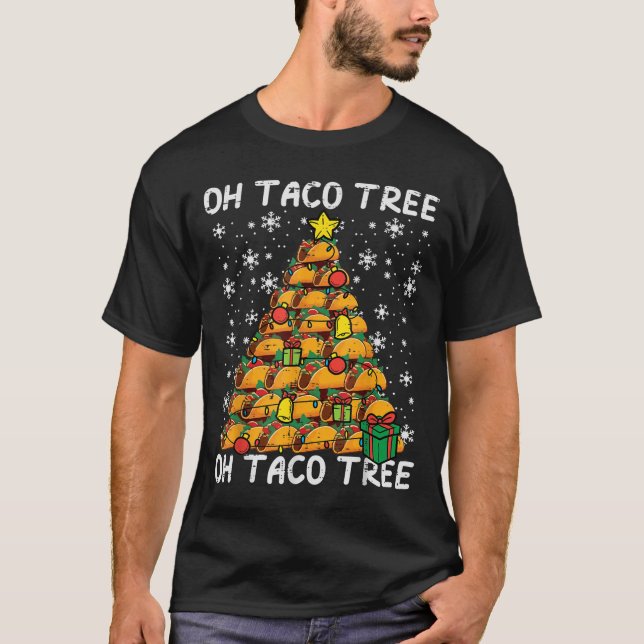 T-shirt Tacos Christmas Tree Funny Xmas Foodie Mexican Men (Devant)