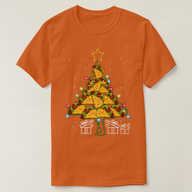 T-shirt Tacos Christmas Tree Led Lights Cute Xmas Meican F (Design devant)