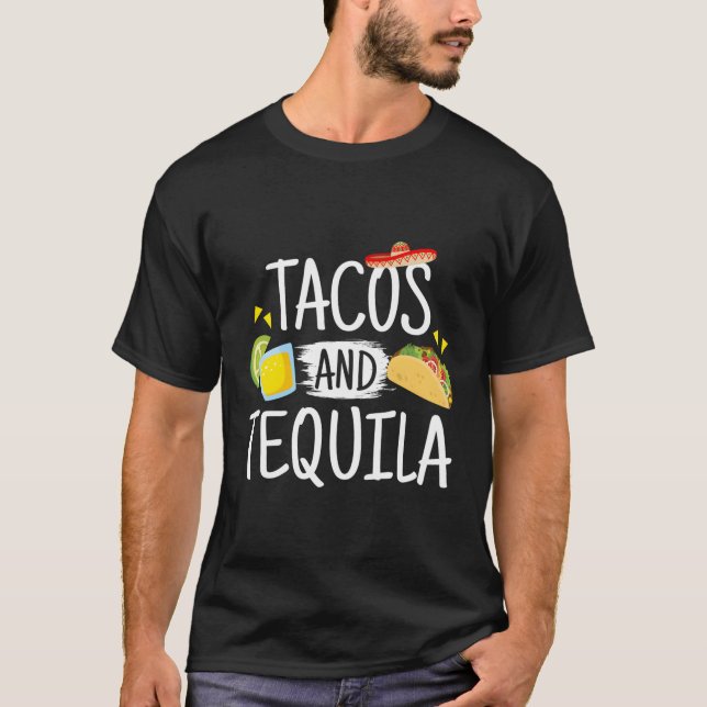 T-shirt Tacos Drôle Et Tequila Mexicaine Sombrero (Devant)